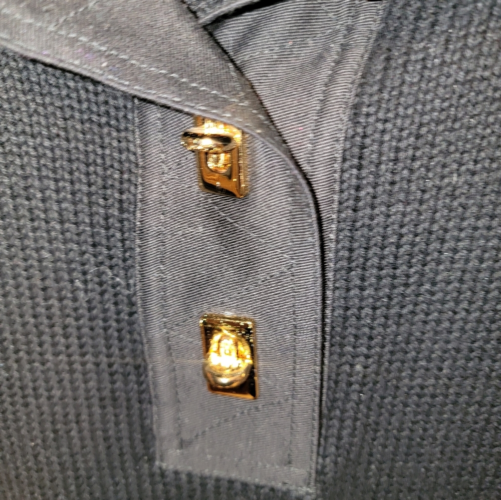 Misses sz L LRL Lauren Ralph Lauren black Sweater with Gold Latches Black label - Picture 5 of 8
